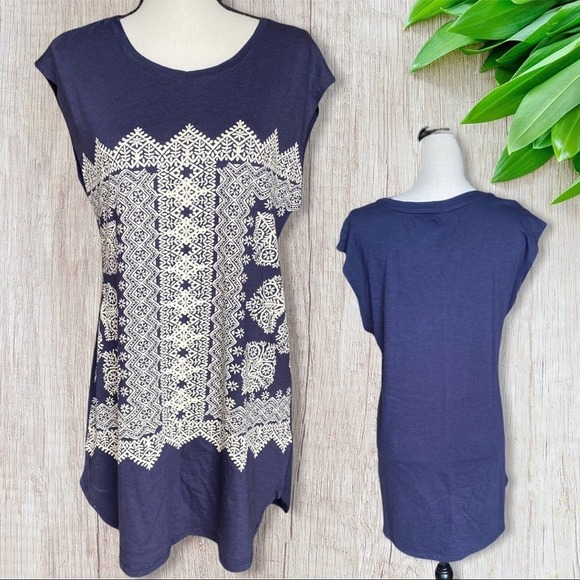Lucky Brand Dresses & Skirts - LUCKY Brand Blue & Cream Sleeveless Floral Abstract Dress Size Medium